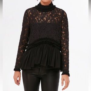 NWT TUCKERNUCK Black Lace Myla Top size large